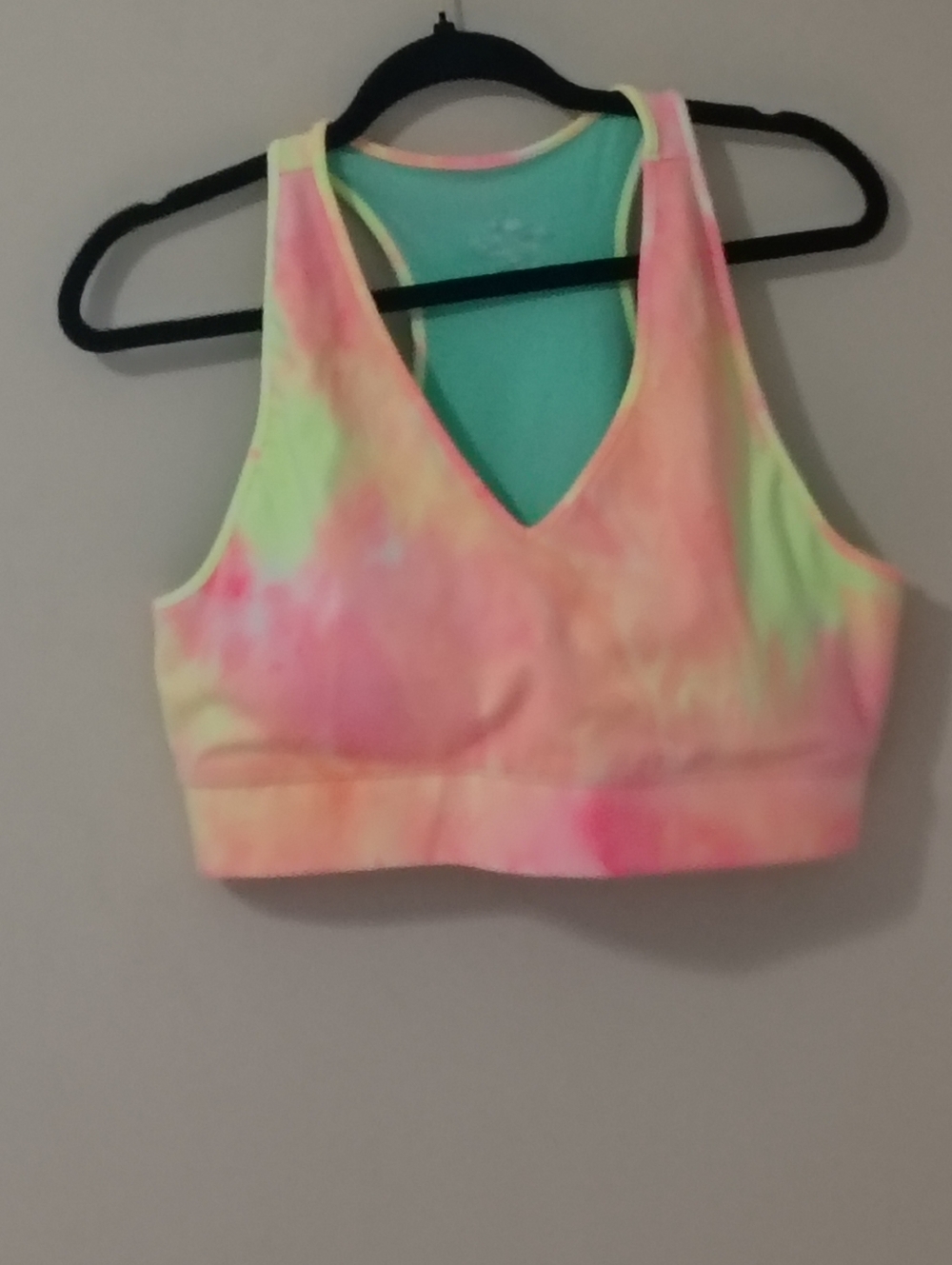 Zenana Rainbow Tye-Dye Pastel V-Neck Sports Bra